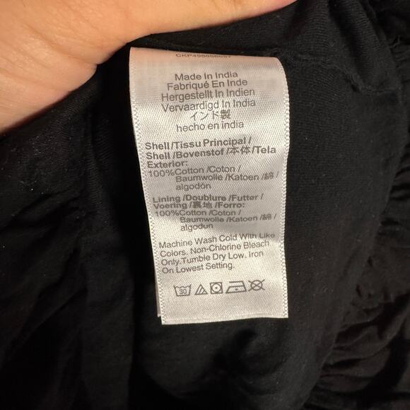 Madewell Sleeveless Crewneck Bubble Top SZ M Black Pullover Lined Stretch Cotton - Picture 7 of 8